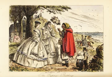 Rosa McDermott and her mother hearing a prophecy from a Romany woman fortune-teller during a walk