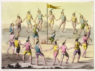 Chilean Indians Doing a Ceremonial Dance