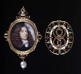 Miniature of an unknown man, in a gold and jewelled frame and cover