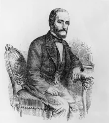 Portrait of Raffaele Busacca dei Gallidoro, Italian politician and economist, engraving