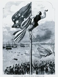 The British abandoning New York, as the American flag is raised, November 25