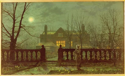 Lady in a Garden by Moonlight