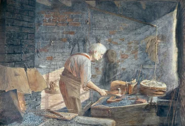 A Blacksmith Working at His Forge