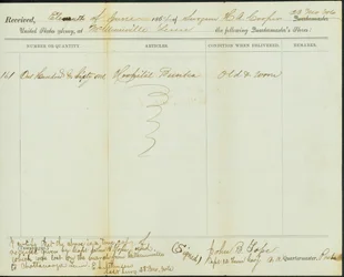 Contemporary copy of receipt of Quartermaster