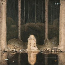 Princess Tuvstarr looking at the water of the lake with nostalgia