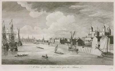 A view of the Tower of London taken upon the River Thames