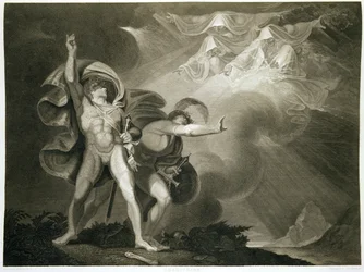 Macbeth, Banquo and the Three Witches on the Heath in Act I, Scene III of Macbeth by William Shakespeare, published 1805