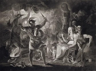 Macbeth, the Three Witches and Hecate in Act IV, Scene I of 
