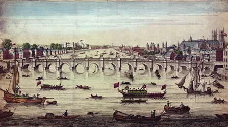 Westminster Bridge, Looking Westward, Published by J. Bowles, 1747