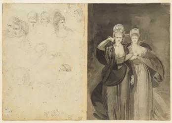 Sketches of Heads Verso, Left, Two Women Verso, Right, c. 1770-1775