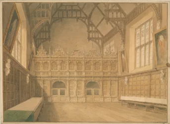 Interior View of Trinity College Hall, Cambridgeshire