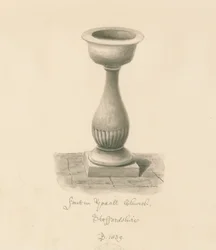 Font in Yoxall Church, 1839