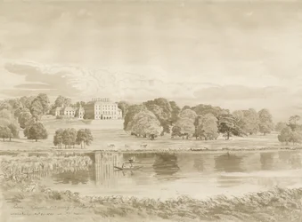 Patshull House: sepia wash drawing