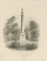 Sandon - Monument to William Pitt: sepia wash drawing