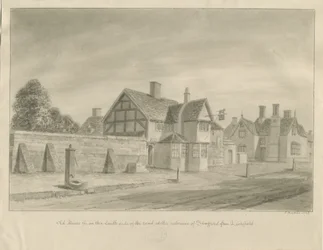 Stafford - The White Lion Inn: sepia drawing, 1842