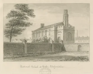 Stoke-upon-Trent - National School: sepia drawing, 1840