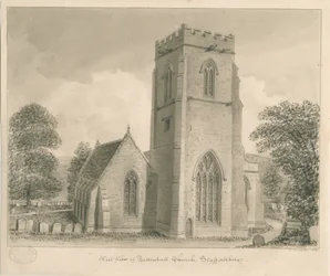 Tettenhall Church (sepia wash drawing, 1837)