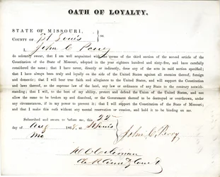 Loyalty oath of John C. Perry of Missouri, County of St. Louis