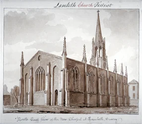 North-East View of the Church of St Mary the Less, Lambeth Butts, London