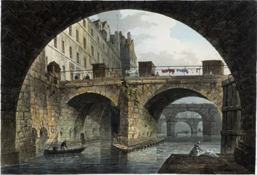 Paris: the Petit Pont and the Hotel Dieu - in 