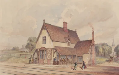 Victorian Rural Train Station and Railroad Crossing
