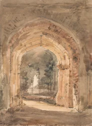East Bergholt Church, Looking Out the South Archway of the Ruined Tower