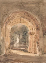 East Bergholt Church, Looking Out the South Archway of the Ruined Tower