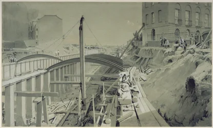 Building the retaining walls at Park Street, Camden Town, September 1836