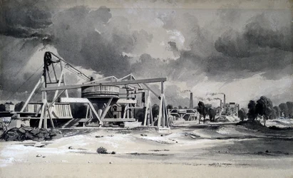 Headgear and pumps at Kilsby Tunnel, Northamptonshire, 16th July 1837