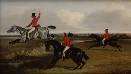 Three Huntsmen Taking a Brook