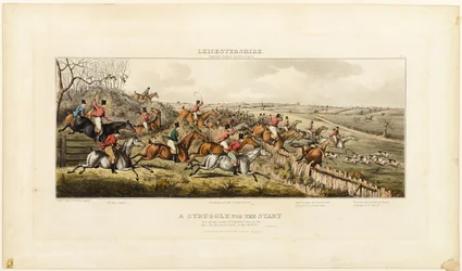 A Struggle for the Start, Plate One from The Leicestershire Hunt