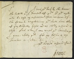Autograph letter of John Donne to Sir Robert Cotton, written from prison, 20th February 1601