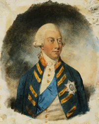 Portrait of King George III, Small Half Length, Wearing Windsor Uniform and Ribbon and Star of the Garter, 1787