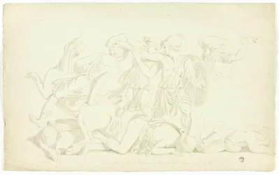 Ancient Bas-Relief with Battle of the Amazons