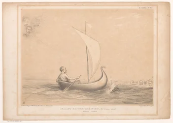 Caricature with Lord Russell in a Sailboat