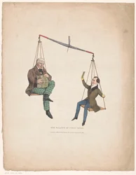 Scales with the Writers Walter Scott and Thomas Moore, The balance of public favor (title on object)