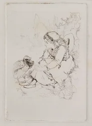 Seated Girl and Large Bird