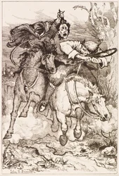 Two Galloping Horsemen [one carrying his own head]