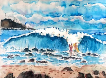 Big Wave Beach Surfers
