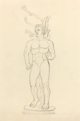 Statue of a Male Nude before a Tree
