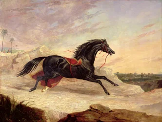 Arabs Chasing a Loose Arab Horse in an Eastern Landscape