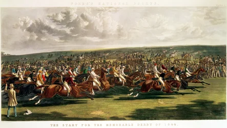 The Start of the Memorable Derby of 1844, engraved by Charles Hunt