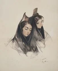 Girls of the Ronda, Andalusia, plate 11 from Sketches of Spain, engraved by Charles Joseph Hullmandel, published 1836