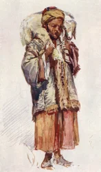 Syrian Shepherd (Abu Mustapha) carrying a Lamb on his Shoulders
