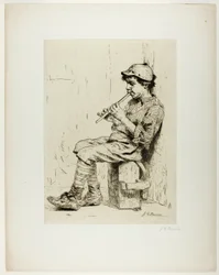 Boy Playing a Flute