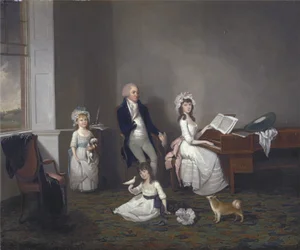 John Richard Comyns of Hylands Essex, with his daughters, 1775