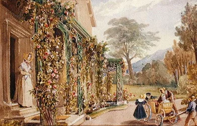Field Head House - the Harden Family with a Go-Cart