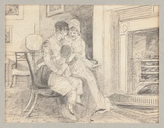 Three by the fire, with John W aged 3, 1812