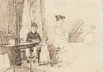 Two children and a woman at the piano, 1807