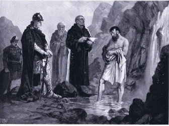 Baptism of Boris I, illustration from Hutchinson